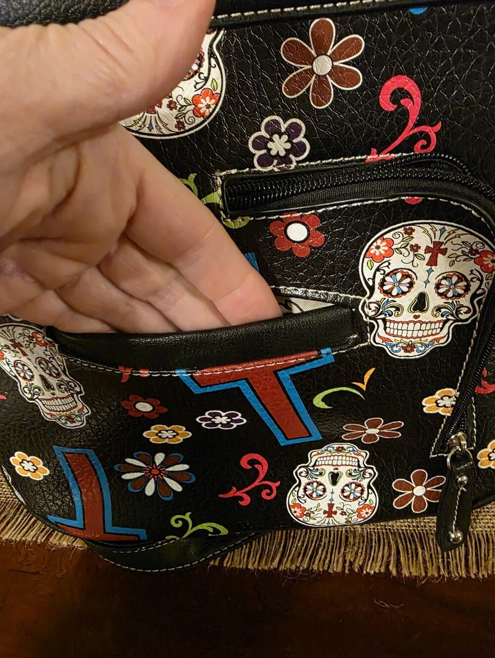 COWGIRL TRENDY SUGAR SKULLS CONCEALED CARRY HANDBAG GOTH BAG FASHION BLACK